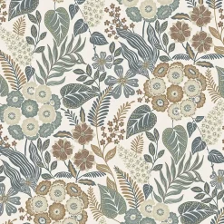 Papier peint vinyle intissé fleuri Alice bleu L.1005 x l.53cm-Grandeco New