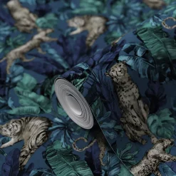 Papier peint Vinyle Intissé Onax Sarcelle-GoodHome