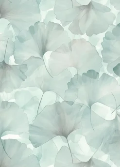 Papier peint vinyle intissé feuilles de ginko bleu L.1005 x l.53cm, Ginko dream-Erismann Discount