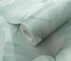 Papier peint vinyle intissé feuilles de ginko bleu L.1005 x l.53cm, Ginko dream-Erismann Discount