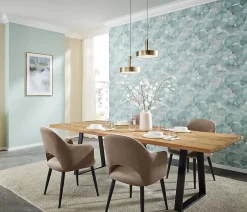 Papier peint vinyle intissé feuilles de ginko bleu L.1005 x l.53cm, Ginko dream-Erismann Discount