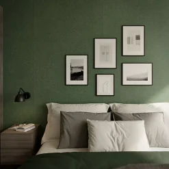 Papier peint vinyle intissé uni aspect tissu vert L.1005 x l.53cm , Mythe-GoodHome Best