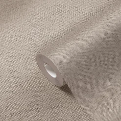 Papier peint vinyle intissé uni aspect tissu beige L.1005 x l.53cm , Mythe-GoodHome Online