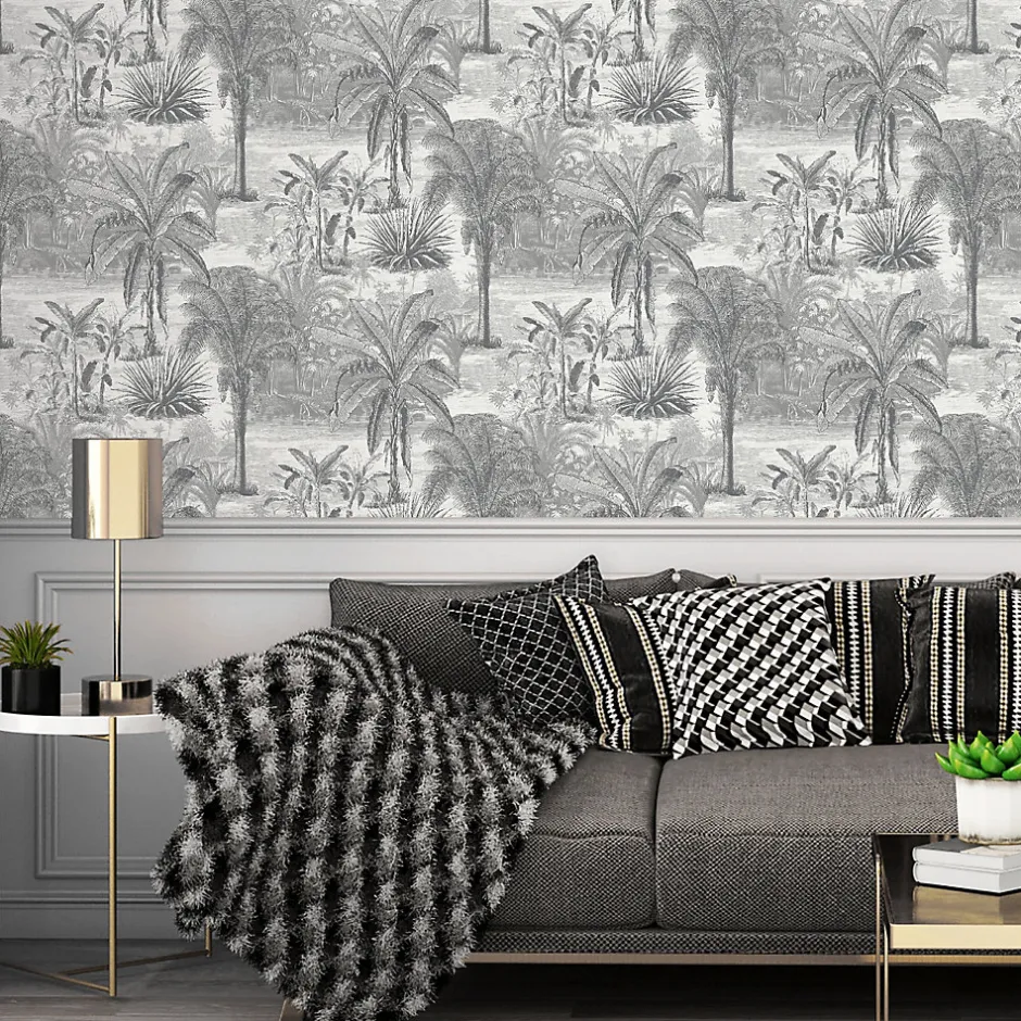 GoodHome Papier peint Vinyle Intissé Onyk gris