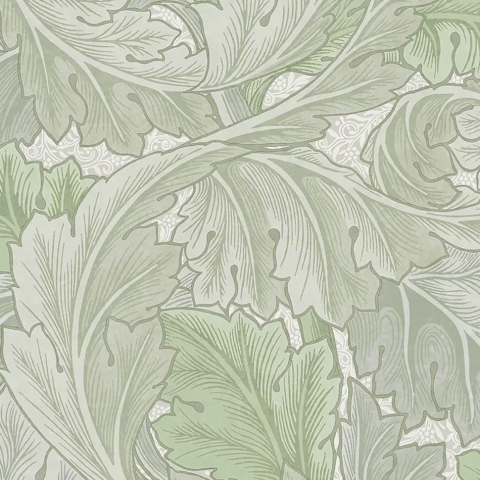 William Morris Papier peint vinyle intissé feuillage vert L.1000 x l.52 cm Acanthus