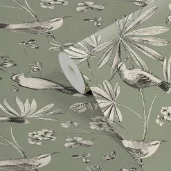 Papier peint Vinyle Intissé Osum vert sauge-GoodHome Outlet