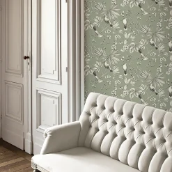 Papier peint Vinyle Intissé Osum vert sauge-GoodHome Outlet