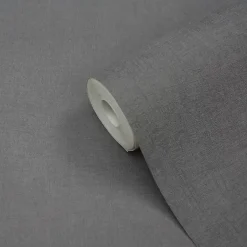 GoodHome Papier peint vinyle sur intissé Moivre gris anthracite