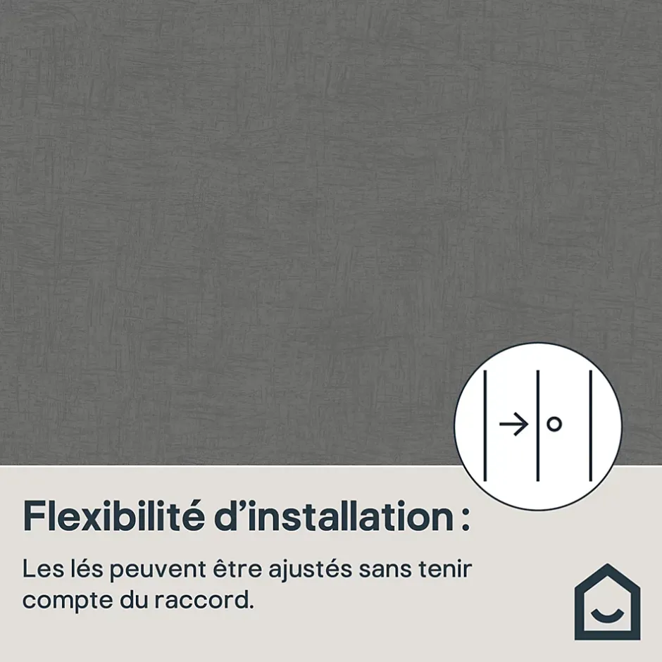 GoodHome Papier peint vinyle sur intissé Moivre gris anthracite