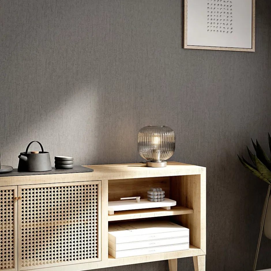 GoodHome Papier peint vinyle sur intissé Moivre gris anthracite