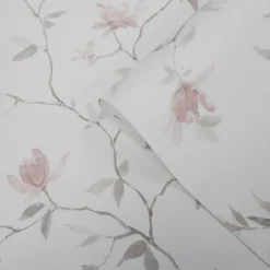 GoodHome Papier peint vinyle sur intissé Mugga rose