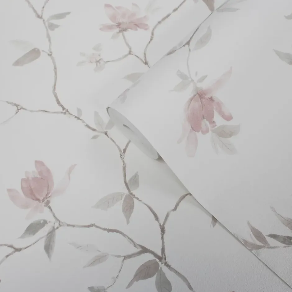 GoodHome Papier peint vinyle sur intissé Mugga rose