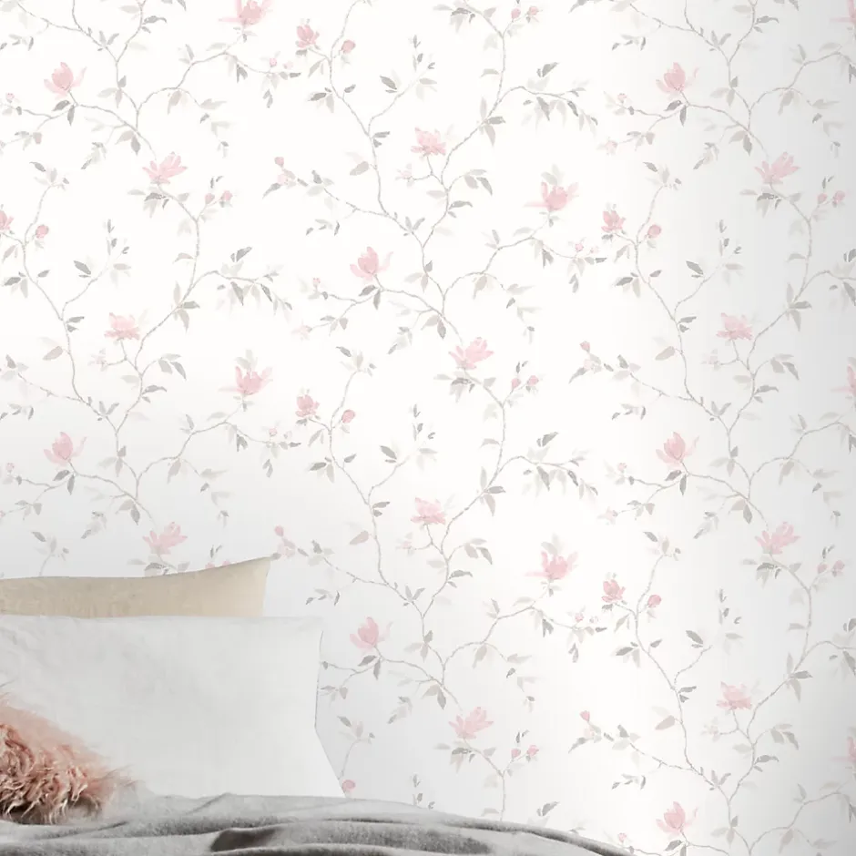 GoodHome Papier peint vinyle sur intissé Mugga rose