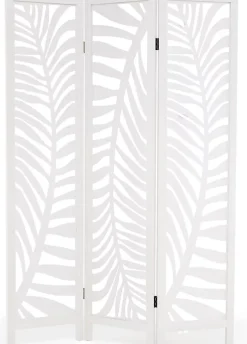 Giantex Paravent Interieur 121 x 170 cm, Motifs Feuille, Separateur de Pieces pour Chambre à Coucher, Balcon, Blanc