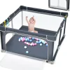 Parc Bébé 10 Mois à 6 Ans Parc Bebe en maille avec Balles et 4 Anneaux Centre activités de Parc Enfant Gris Foncé-Giantex Discount