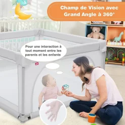 Parc Bébé 10 Mois à 6 Ans Parc Bebe en maille avec Balles Centre activités de Parc Enfant Gris-Giantex New