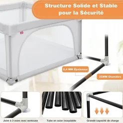 Parc Bébé 10 Mois à 6 Ans Parc Bebe en maille avec Balles Centre activités de Parc Enfant Gris-Giantex New