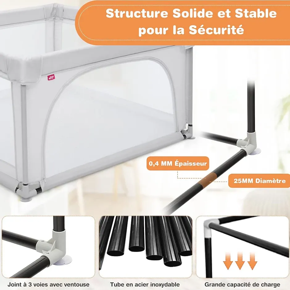 Parc Bébé 10 Mois à 6 Ans Parc Bebe en maille avec Balles Centre activités de Parc Enfant Gris-Giantex New