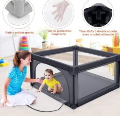 Parc Bébé 10 Mois à 6 Ans Parc Bebe en maille avec Balles Centre activités de Parc Enfant Gris Foncé-Giantex Sale