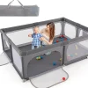 Giantex Parc Bébé avec 50 Boules Océaniques et Grande Porte à Fermeture Éclair, Sac Portable, Aire de Jeu 206 x 147 x 68,5CM, Gris