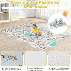 Giantex Parc Bébé avec Tapi Grand Parc Bébé avec 4 Anneaux de Traction 50 Balles Océaniques Sac de Transport Parc en Maille Gris Foncé