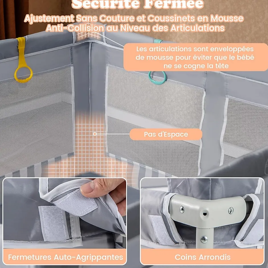 Parc Bebe Pliable avec 50 Balles Océaniques, 150 x 150 x 76,5 cm, Parc Enfant sans BPA pour Tout-petits, Filet Respirant, Gris-Giantex Clearance