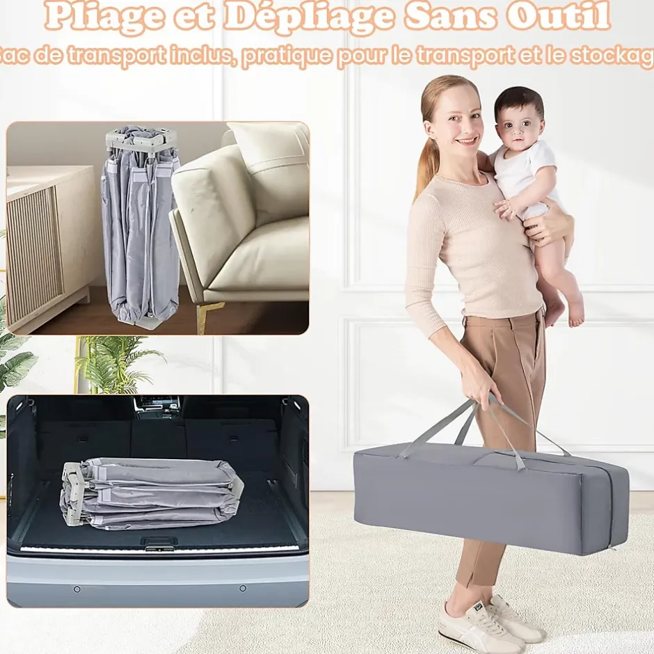 Parc Bebe Pliable avec 50 Balles Océaniques, 150 x 150 x 76,5 cm, Parc Enfant sans BPA pour Tout-petits, Filet Respirant, Gris-Giantex Clearance