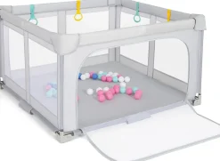 Parc Bebe Pliable 127x127cm, Parc Enfant Modulable avec 50 Balles Océaniques, 4 Poignées, Maille Respirante, Bleu-Giantex Discount