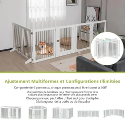 Giantex Parc Pliable pour Animaux de Compagnie, Enclos pour Chien avec 6 Panneaux en Bois et en Tube d'Acier Inoxydable