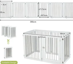 Giantex Parc Pliable pour Animaux de Compagnie, Enclos pour Chien avec 6 Panneaux en Bois et en Tube d'Acier Inoxydable