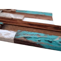 Parement bois de bateau recyclé 0,98 m2 brun et turquoise-Decoon Best