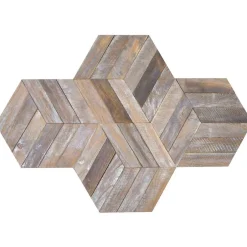 Wanda Collection Parement en teck recyclé patiné hexagonal plaque 28x24 cm