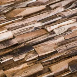 Parement en teck recyclé vieilli 20cm x50cm-Wanda Collection Best