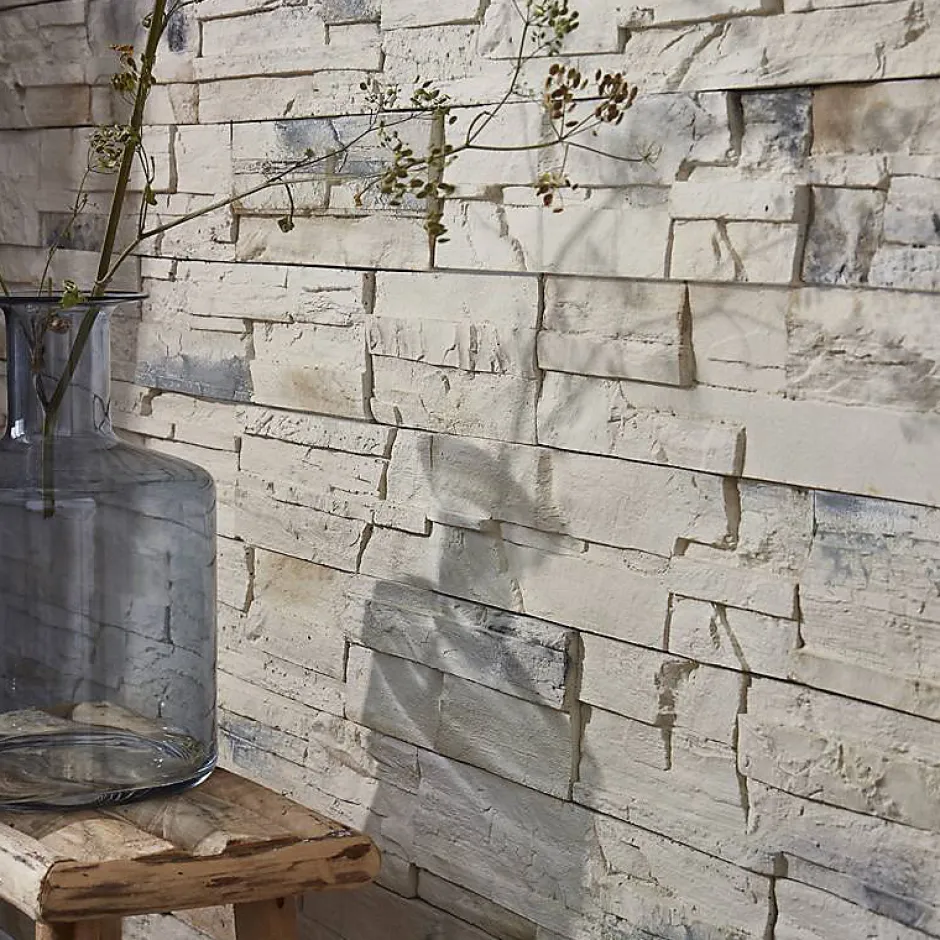 Parement imitation pierre alaska beige bleuté 0,52 m2-Decoon New