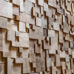 Parement mosaïque en teck recyclé naturel carré irrégulier 30cm x30cm-Wanda Collection Best