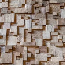 Parement mosaïque en teck recyclé naturel carré irrégulier 30cm x30cm-Wanda Collection Best