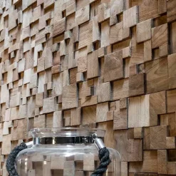 Parement mosaïque en teck recyclé naturel carré irrégulier 30cm x30cm-Wanda Collection Best