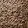 Parement mosaïque en teck recyclé naturel carré 20cm x 55cm-Wanda Collection New