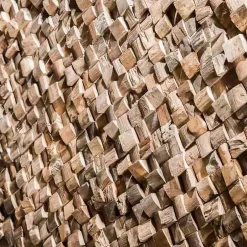 Parement mosaïque en teck recyclé naturel carré 20cm x 55cm-Wanda Collection New