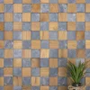 Parement mural carrés pierre et teck gris 55x20 cm-Wanda Collection Online