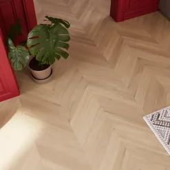 GoodHome Parquet contrecollé à coller point de hongrie en chêne Eslov finition vernis mat coloris naturel L.54 x l.9 x ép.1,4 cm