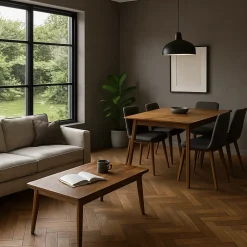 Wood And Cotta Parquet contrecollé Chêne naturel - Bâton rompu - Huilé - Fumé foncé - 610x122x15mm