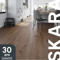 Parquet contrecollé clipsable Skara L en chêne huilé rustique compatible pièces humides-GoodHome Outlet