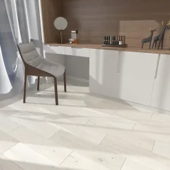 GoodHome Parquet contrecollé clipsable Belve M en chêne verni blanc