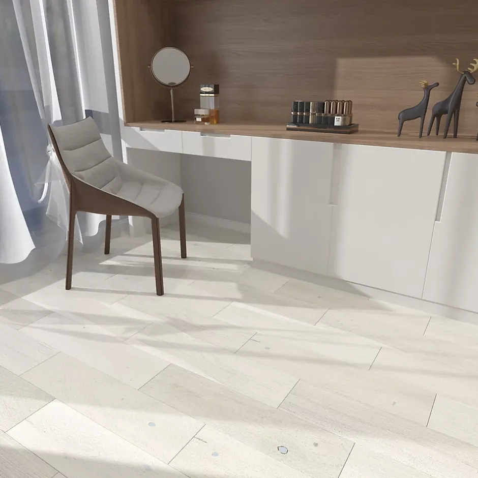 GoodHome Parquet contrecollé clipsable Belve M en chêne verni blanc