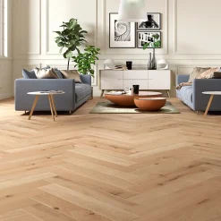 GoodHome Parquet contrecollé clipsable Padillac bâtons rompus en chêne français verni naturel