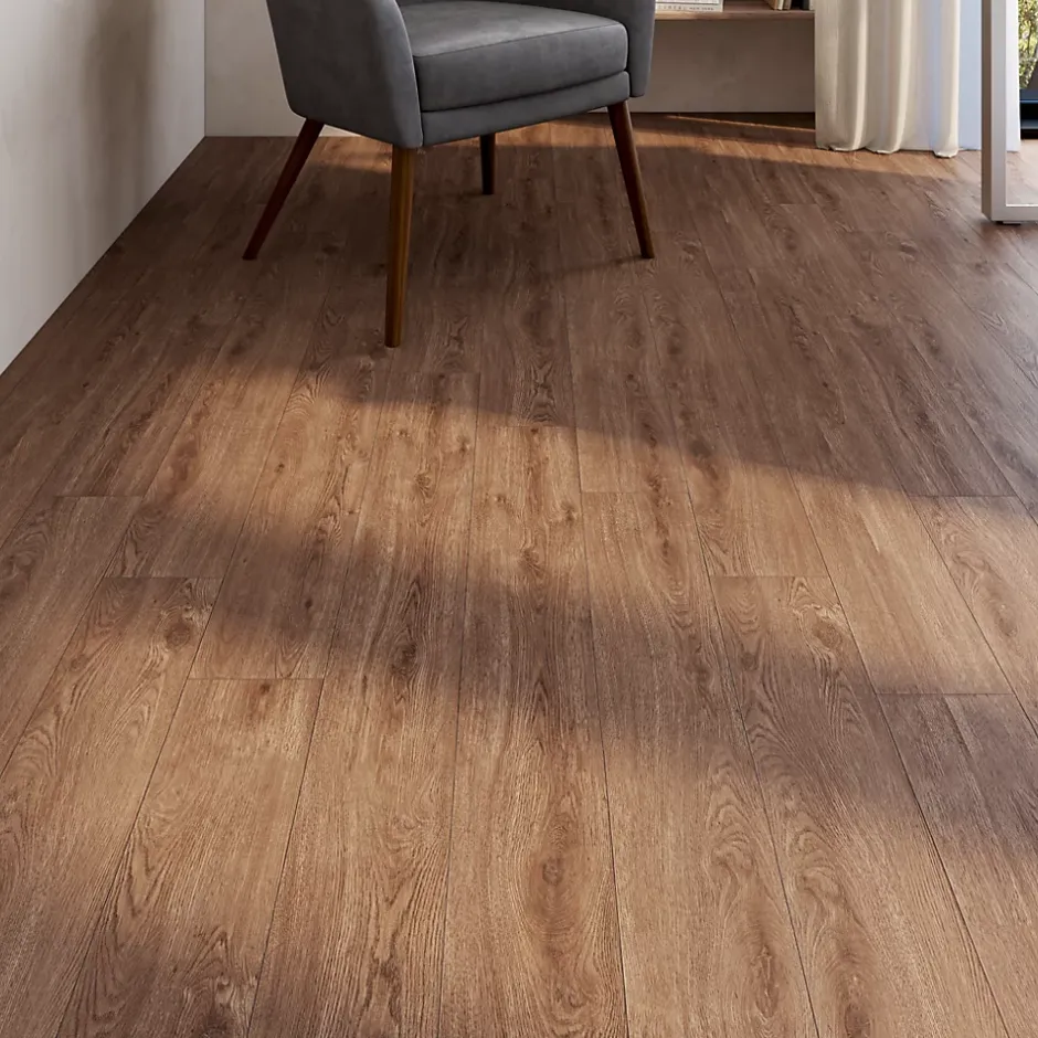 Parquet contrecollé clipsable Skara XXL en chêne huilé brun rustique-GoodHome Sale