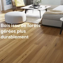 GoodHome Parquet contrecollé clipsable Visby M en chêne verni blond rustique