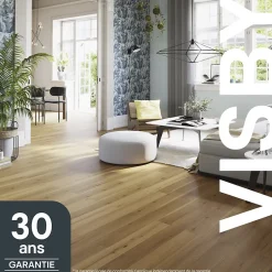 GoodHome Parquet contrecollé clipsable Visby M en chêne verni blond rustique