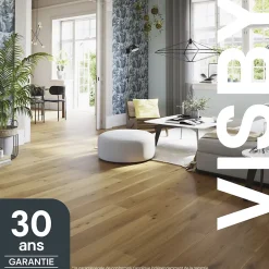 GoodHome Parquet contrecollé clipsable Visby XL en chêne verni blond rustique